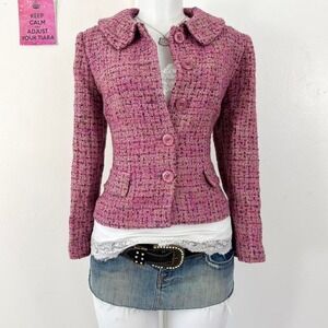talbots pink tweed blazer